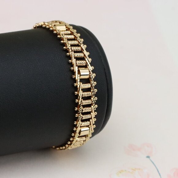 "Elegant Rose Gold Plated Textured Chain Bracelet, XPBL0867 - Picture 8 of 13